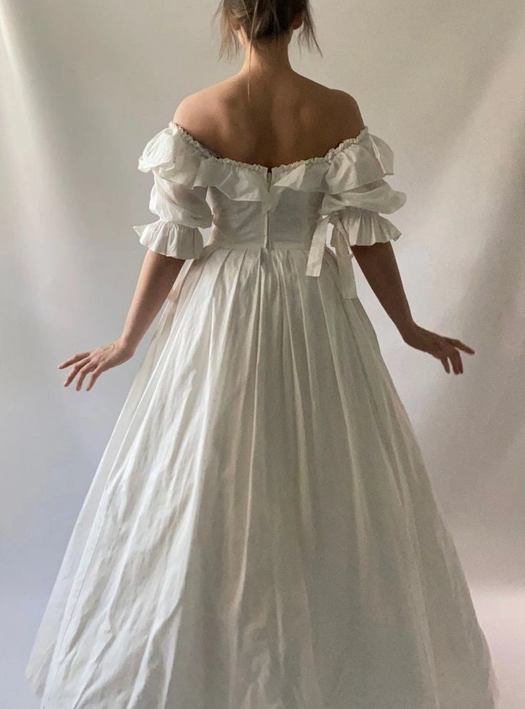 Aimishang Lovely A Line Off Shoulder Long Party Evening Gown Elegant Wedding Dress With Bow