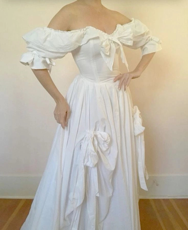 Aimishang Lovely A Line Off Shoulder Long Party Evening Gown Elegant Wedding Dress With Bow