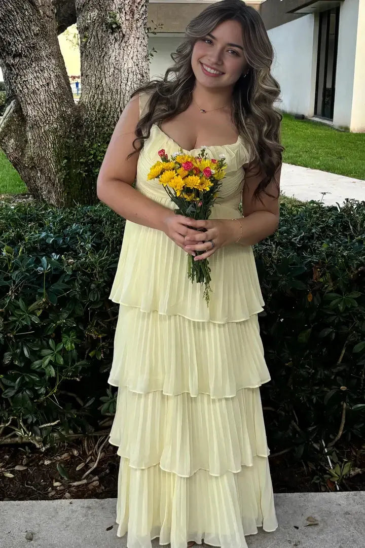 Aimishang Lovely A Line Off the Shoulder Evening Party Dress Cute Yellow/Pink Long Formal Prom Dress