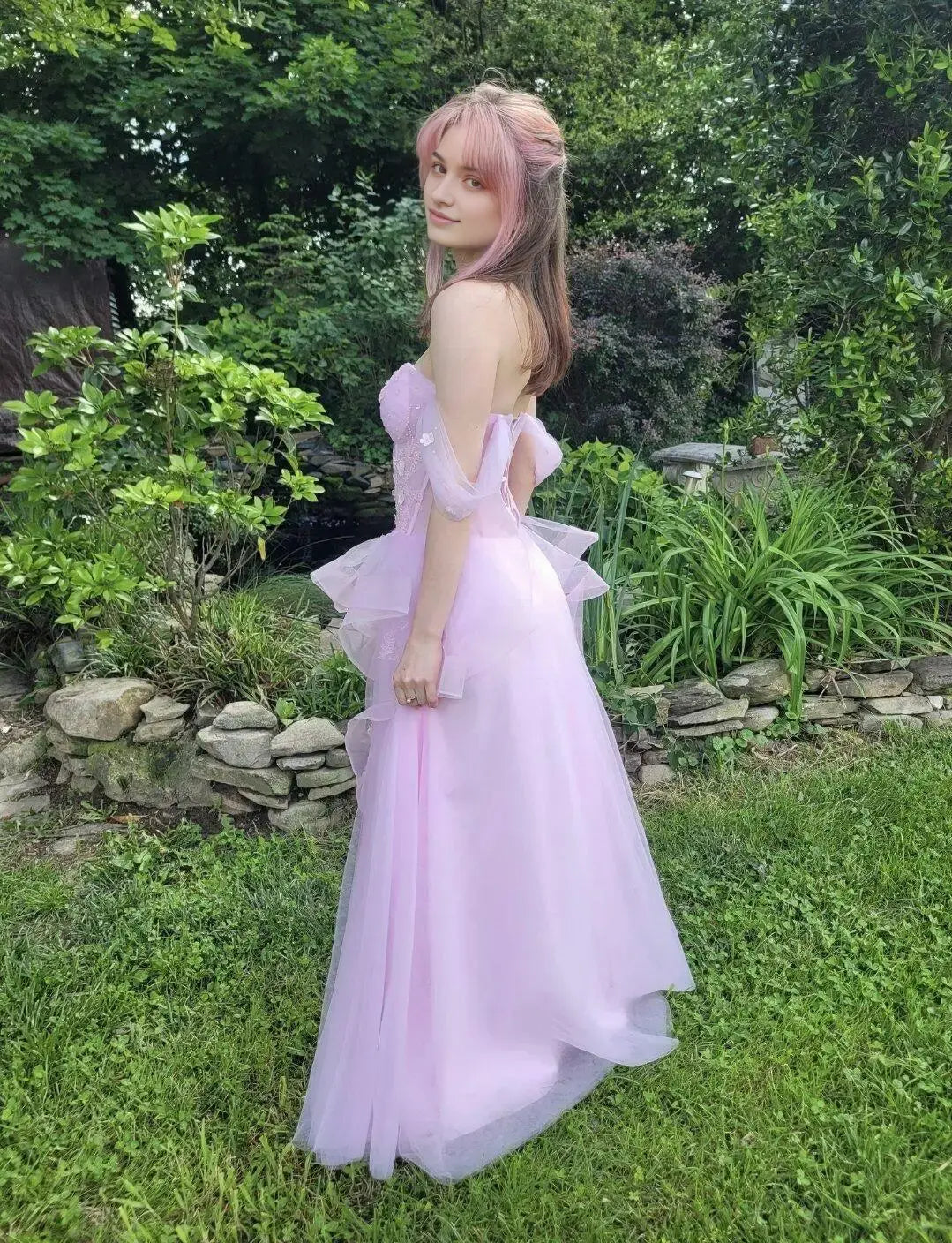 Aimishang Lovely A Line Off the Shoulder Party Evening Gown Cute Long Formal Prom Dress