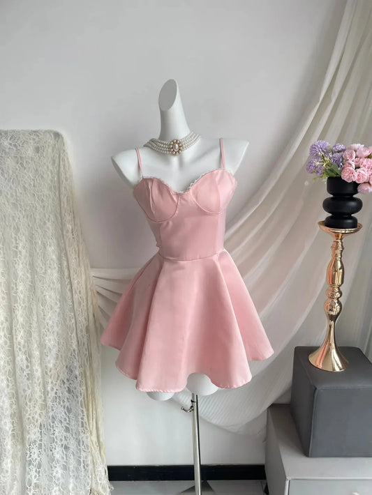 Aimishang Lovely A Line Princess Spaghetti Straps Sleeveless Short Birthday Party Dress Cute Homecoming Dress