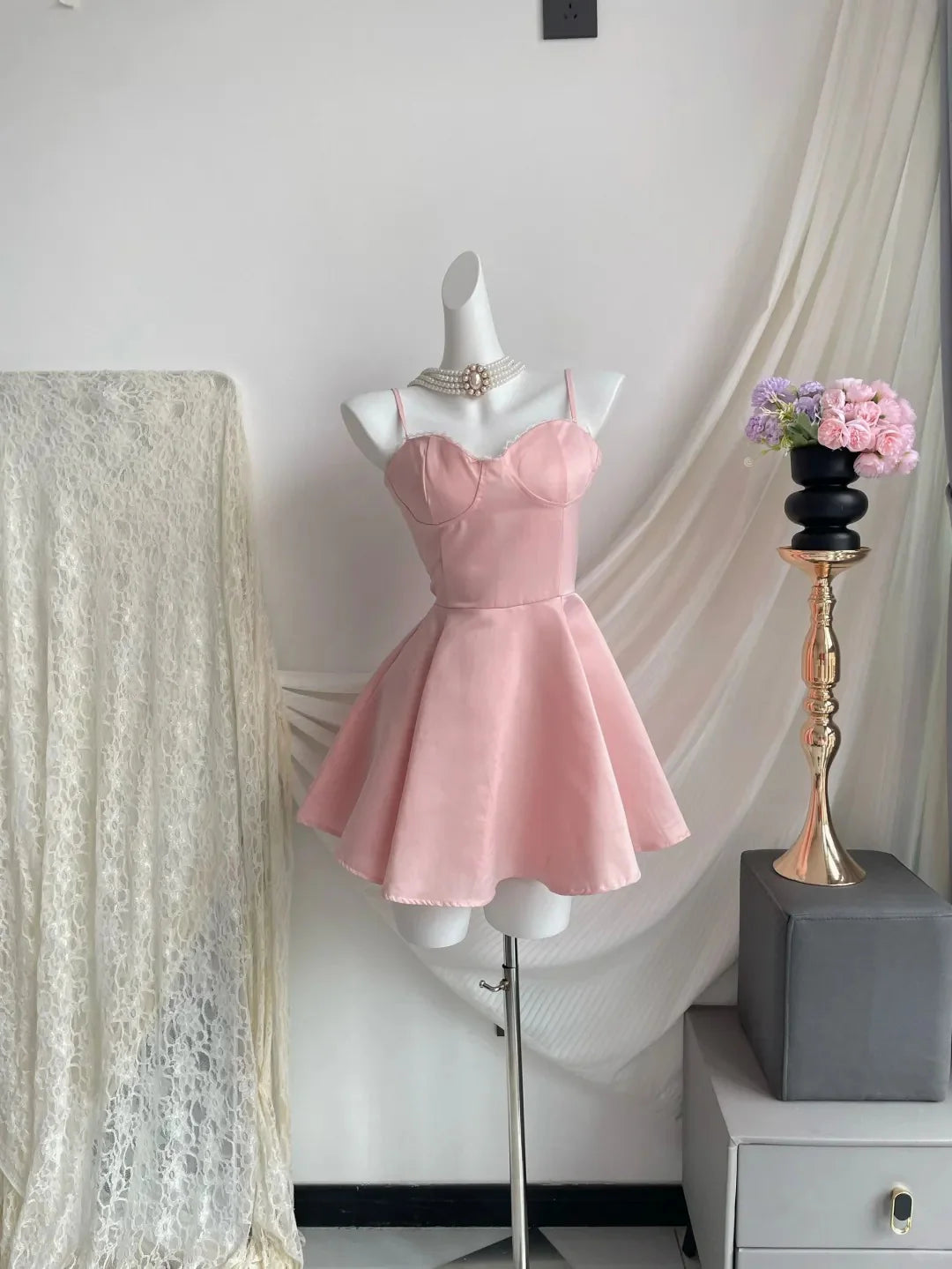 Aimishang Lovely A Line Princess Spaghetti Straps Sleeveless Short Birthday Party Dress Cute Homecoming Dress