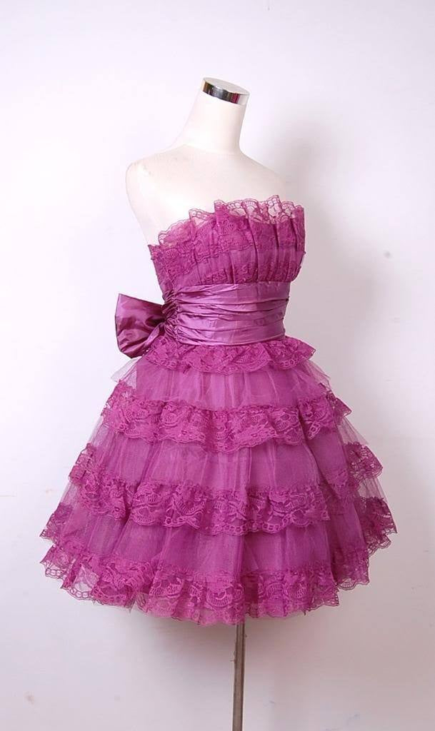 Aimishang Lovely A Line Princess Strapless Sleeveless Layered Short Formal Prom Dress Cute Homecoming Dress