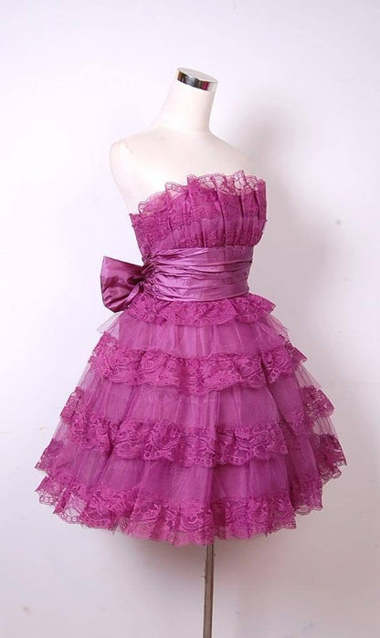 Aimishang Lovely A Line Princess Strapless Sleeveless Layered Short Formal Prom Dress Cute Homecoming Dress