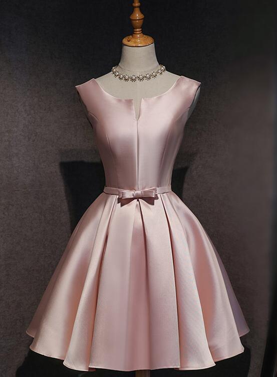 Aimishang Lovely A Line Satin Sleeveless Short Party Prom Dress Cute Homecoming Dress