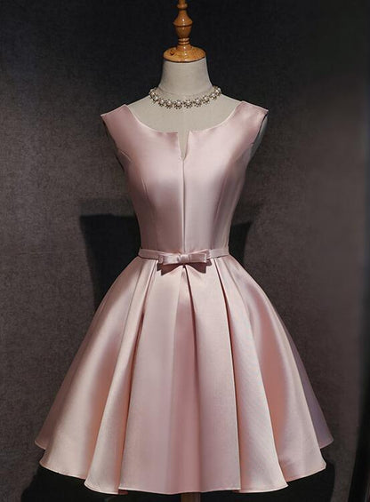 Aimishang Lovely A Line Satin Sleeveless Short Party Prom Dress Cute Homecoming Dress