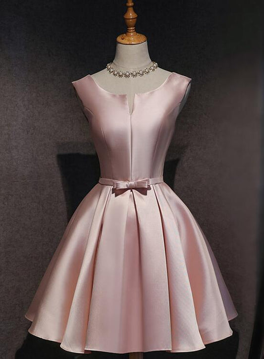 Aimishang Lovely A Line Satin Sleeveless Short Party Prom Dress Cute Homecoming Dress