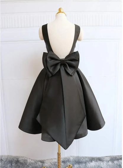 Aimishang Lovely A Line Sleeveless Black Formal Prom Dress Pretty Homecoming Dress With Bow