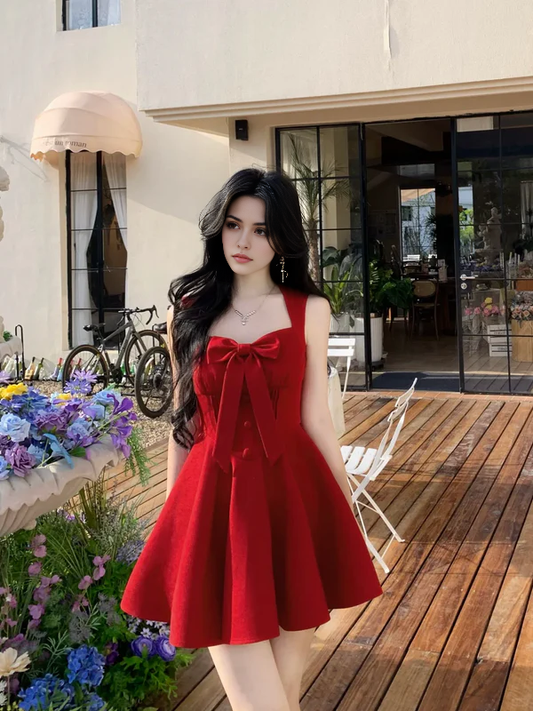 Aimishang Lovely A Line Sleeveless Homecoming Dress Short Graduation Dress Cute Birthday Party Dress With Bow