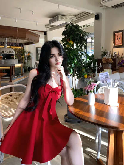 Aimishang Lovely A Line Sleeveless Homecoming Dress Short Graduation Dress Cute Birthday Party Dress With Bow