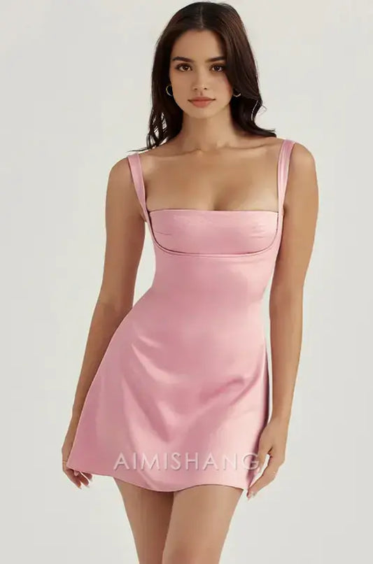 Aimishang Lovely A Line Sleeveless Short Prom Dress Simple Homecoming Dress Cute Birthday Party Dress