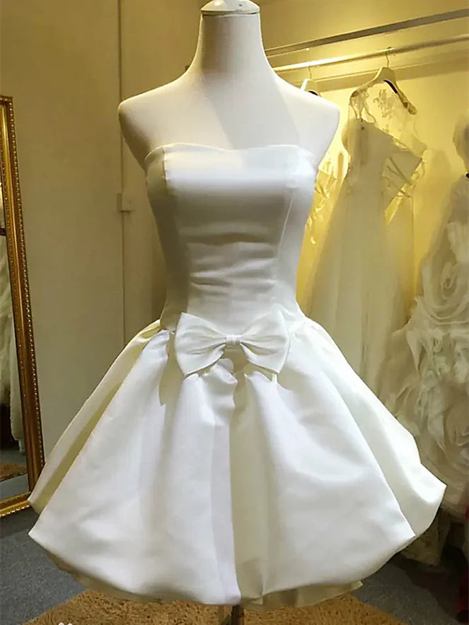 Aimishang Lovely A Line Sleeveless Strapless Short Formal Prom Dress Cute Homecoming Dress with Bow