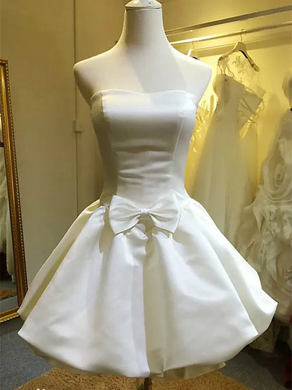 Aimishang Lovely A Line Sleeveless Strapless Short Formal Prom Dress Cute Homecoming Dress with Bow
