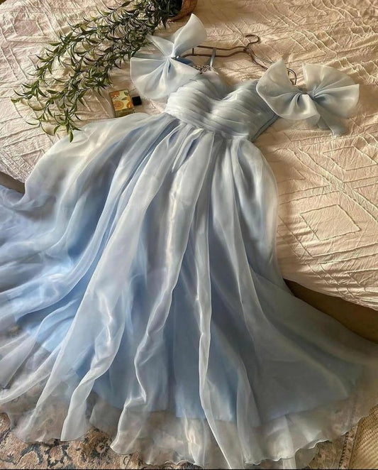 Aimishang Lovely A Line Spaghetti Straps Birthday Party Dress Sleeveless Pleat Summer Homecoming Dress With Bow