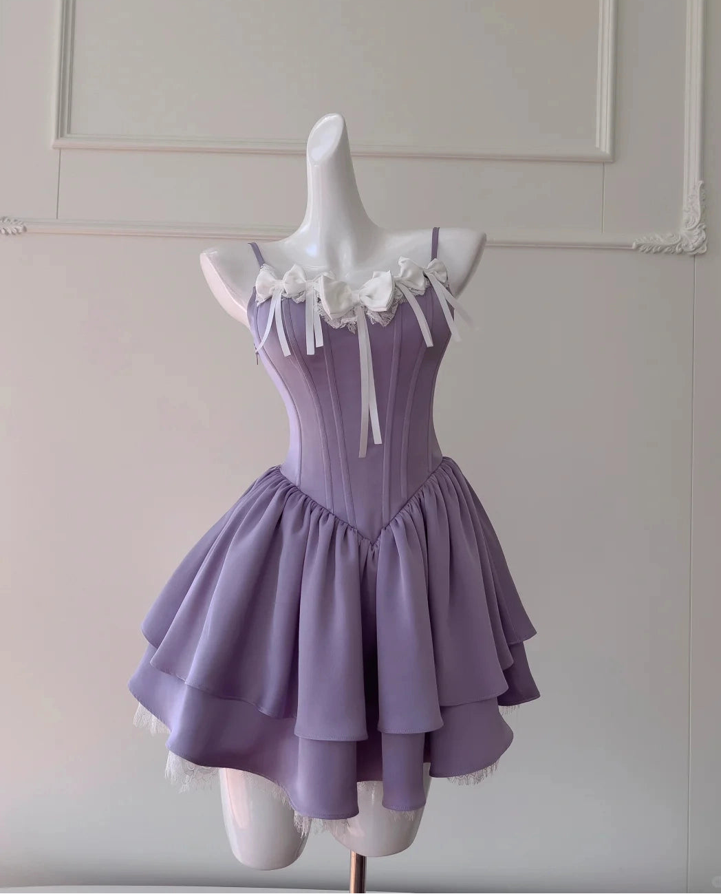 Aimishang Lovely A Line Spaghetti Straps Purple Sleeveless Summer Short Graduation Party Dress Elegant Homecoming Dress With Bow