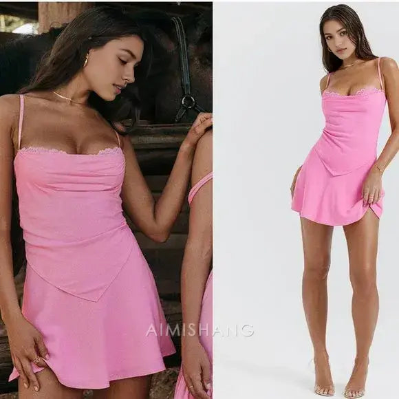 Aimishang Lovely A Line Spaghetti Straps Short Prom Dress Charming Homecoming Dress Sweetheart Birthday Party Dress