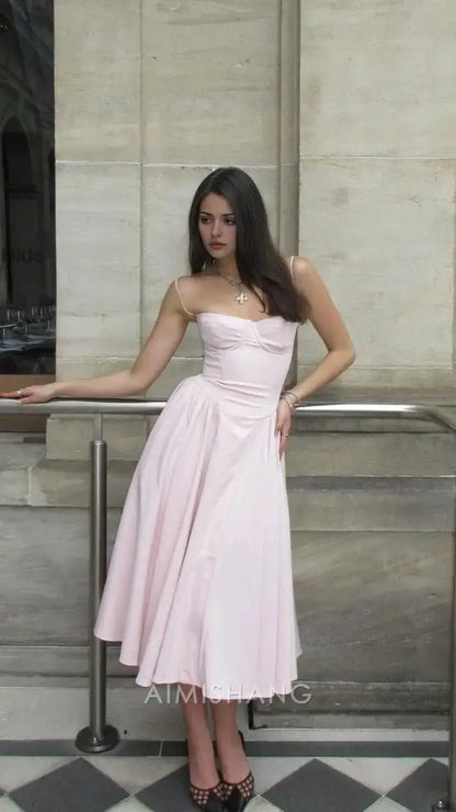 Aimishang Lovely A Line Spaghetti Straps Sleeveless Formal Prom Dress Elegant Party Evening Gowns Sweet Graduation Dress
