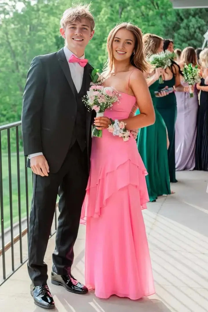 Aimishang Lovely A Line Spaghetti Straps Sleeveless Graduation Party Dress Elegant Long Formal Prom Dress