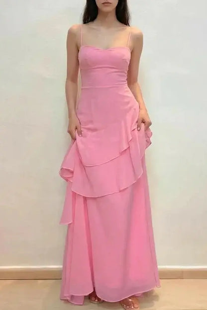 Aimishang Lovely A Line Spaghetti Straps Sleeveless Graduation Party Dress Elegant Long Formal Prom Dress