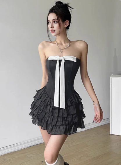 Aimishang Lovely A Line Strapless Sleeveless Layered Short Formal Party Dress Cute Mini Birthday Homecoming Dress