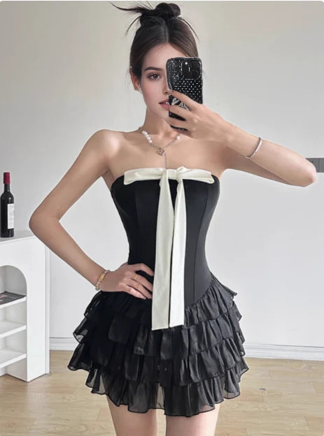 Aimishang Lovely A Line Strapless Sleeveless Layered Short Formal Party Dress Cute Mini Birthday Homecoming Dress