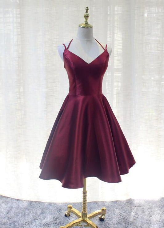 Aimishang Lovely A Line Straps Halter Sleeveless Short Formal Prom Dress Cute Homecoming Dress