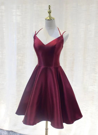 Aimishang Lovely A Line Straps Halter Sleeveless Short Formal Prom Dress Cute Homecoming Dress