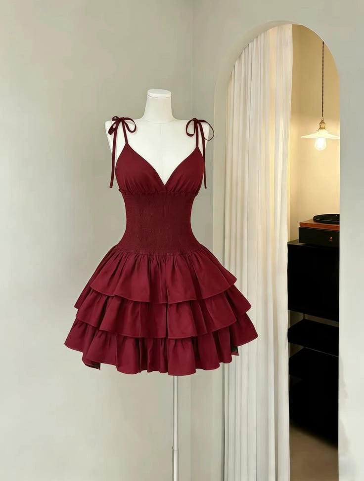 Aimishang Lovely A Line Straps Sleeveless Layered Short Formal Prom Dress Cute Birthday Homecoming Dress