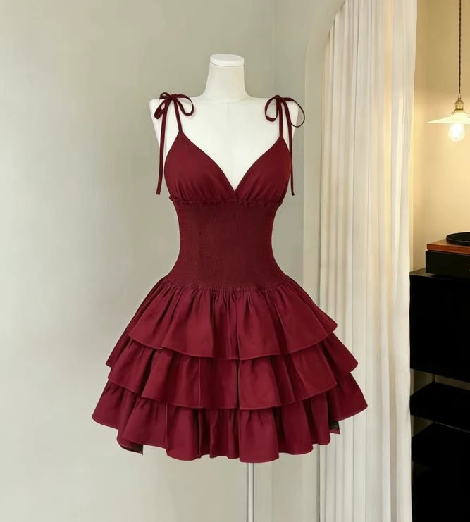 Aimishang Lovely A Line Straps Sleeveless Layered Short Formal Prom Dress Cute Birthday Homecoming Dress