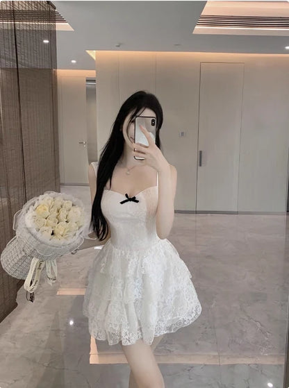 Aimishang Lovely A Line Sweetheart Straps Sleeveless Lace Short Homecoming Dress With Bow