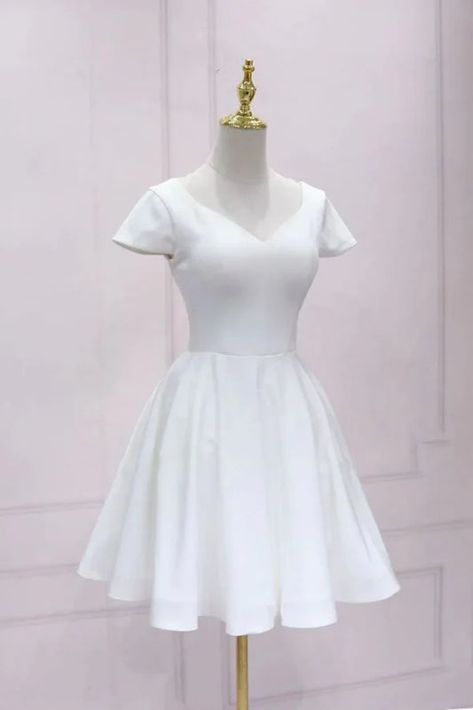Aimishang Lovely A Line V-neck Cap Sleeves Short / Mini Summer Simple Homecoming Dress With Bow