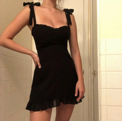 Aimishang Lovely Black A Line Straps Sleeveless Short Summer Party Dress Cute Homecoming Dress