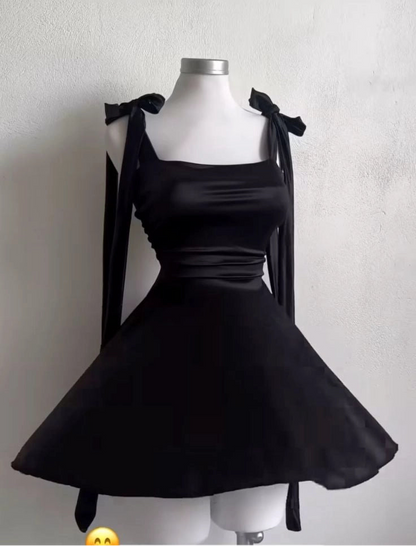 Aimishang Lovely Black A Line Straps Sleeveless Summer Short / Mini Simple Homecoming Dress For Girls