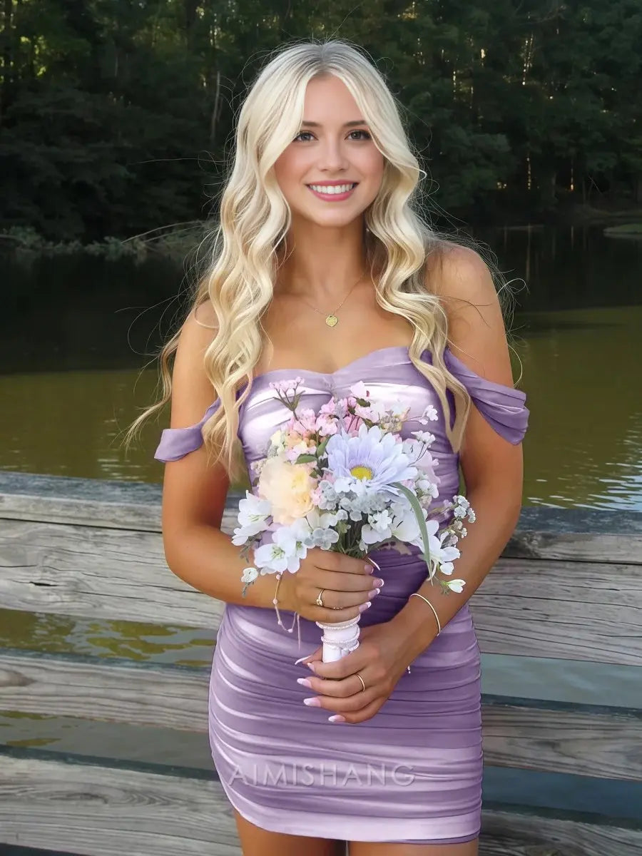 Aimishang Lovely Bodycon Off The Shoulder Homecoming Dress Sweet Birthday Party Dress Summer Holiday Mini Dress