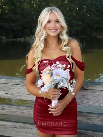 Aimishang Lovely Bodycon Off The Shoulder Homecoming Dress Sweet Birthday Party Dress Summer Holiday Mini Dress
