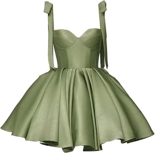 Aimishang Lovely Green Sweetheart Neck A Line Straps Sleeveless Short/Mini Graduation Party Dress Cute Summer Homecoming Dress