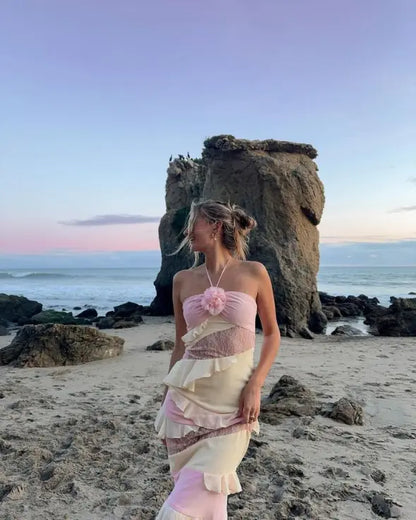Aimishang Lovely Halter Neck Mermaid Sleeveless Birthday Party Dress Cute Long Formal Prom Dress