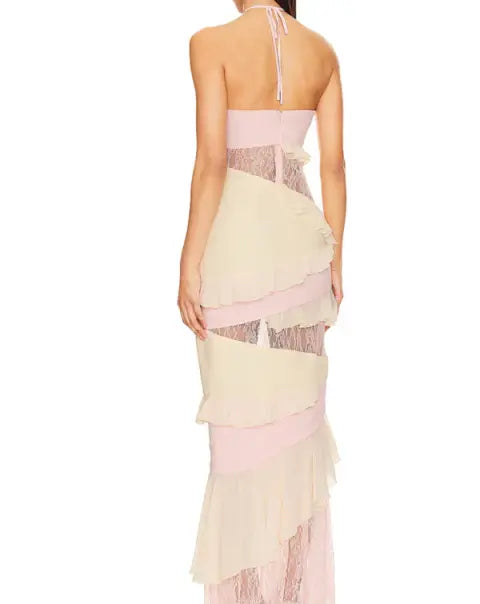 Aimishang Lovely Halter Neck Mermaid Sleeveless Birthday Party Dress Cute Long Formal Prom Dress