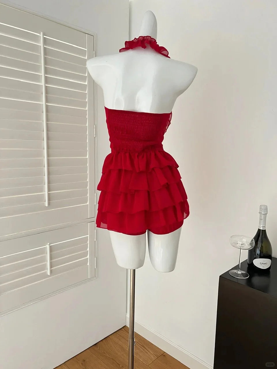 Aimishang Lovely Halter Sleeveless Ruffle Chiffon Summer Short Birthday Party Dress Charming Homecoming Dress