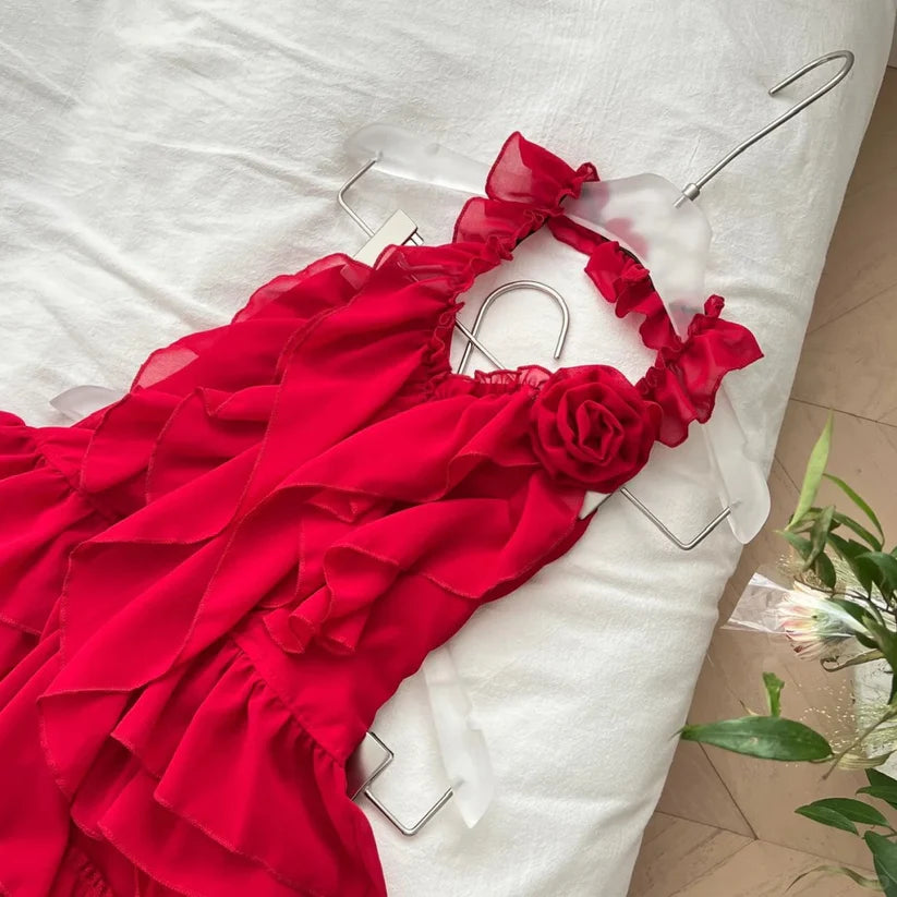 Aimishang Lovely Halter Sleeveless Ruffle Chiffon Summer Short Birthday Party Dress Charming Homecoming Dress