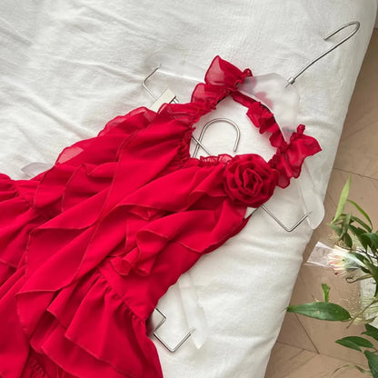 Aimishang Lovely Halter Sleeveless Ruffle Chiffon Summer Short Birthday Party Dress Charming Homecoming Dress