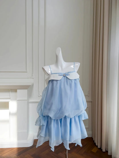 Aimishang Lovely Light Blue Spaghetti Straps Short Birthday Party Dress Pretty Homecoming Dress