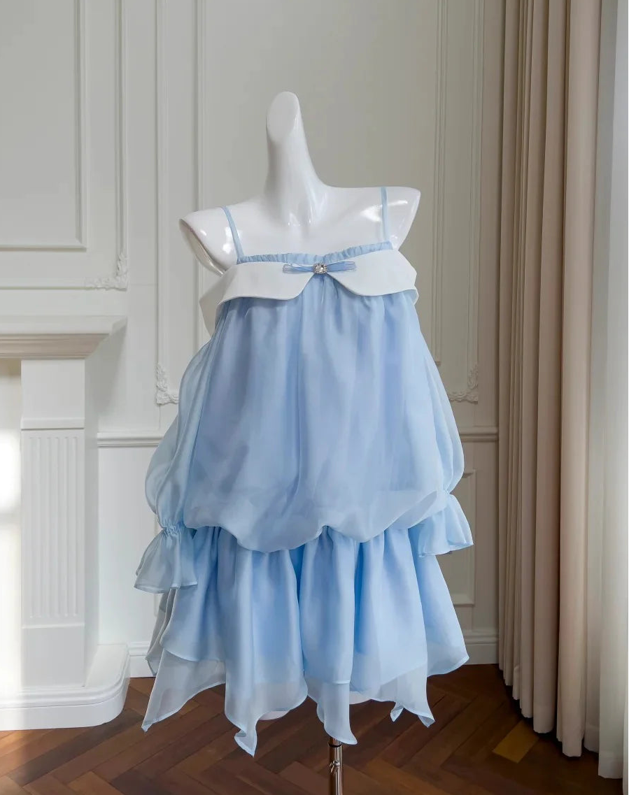 Aimishang Lovely Light Blue Spaghetti Straps Short Birthday Party Dress Pretty Homecoming Dress
