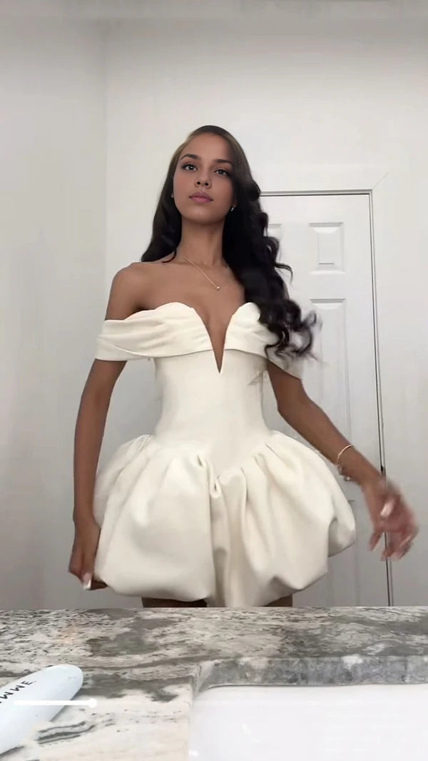 Aimishang Lovely Off the Shoulder A Line Short Formal Birthday Party Dress Cute Graduation Homecoming Dress
