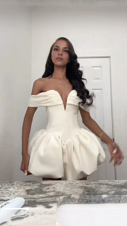 Aimishang Lovely Off the Shoulder A Line Short Formal Birthday Party Dress Cute Graduation Homecoming Dress