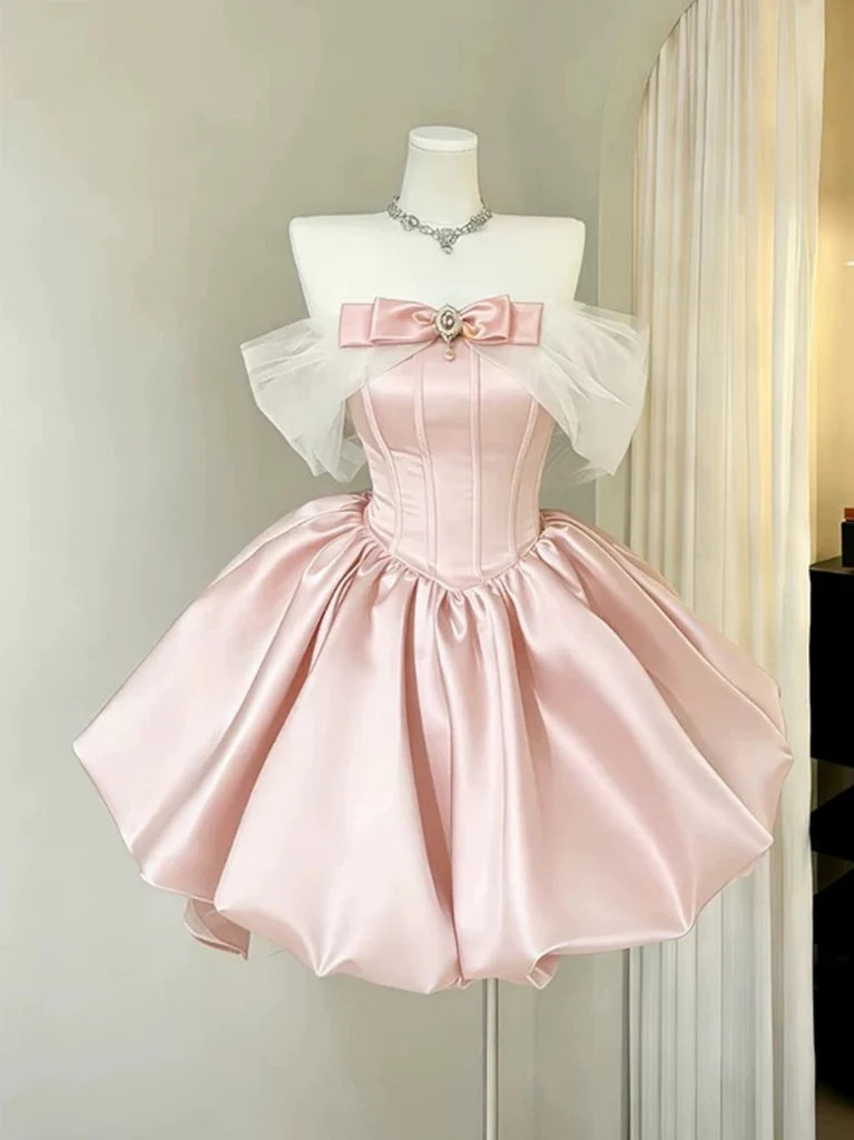 Aimishang Lovely Off the Shoulder Blue/Pink/Black Short Summer Birthday Party Dress Cute Homecoming Dress