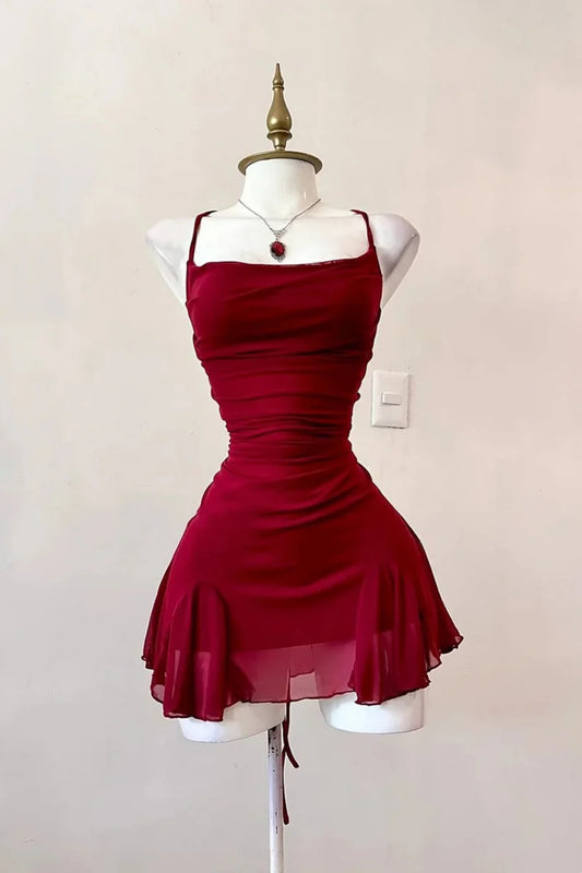 Aimishang Lovely Spaghetti Strap Sleeveless Homecoming Dress Simple Mini Summer Party Dress