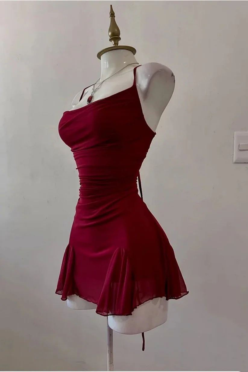 Aimishang Lovely Spaghetti Strap Sleeveless Homecoming Dress Simple Mini Summer Party Dress