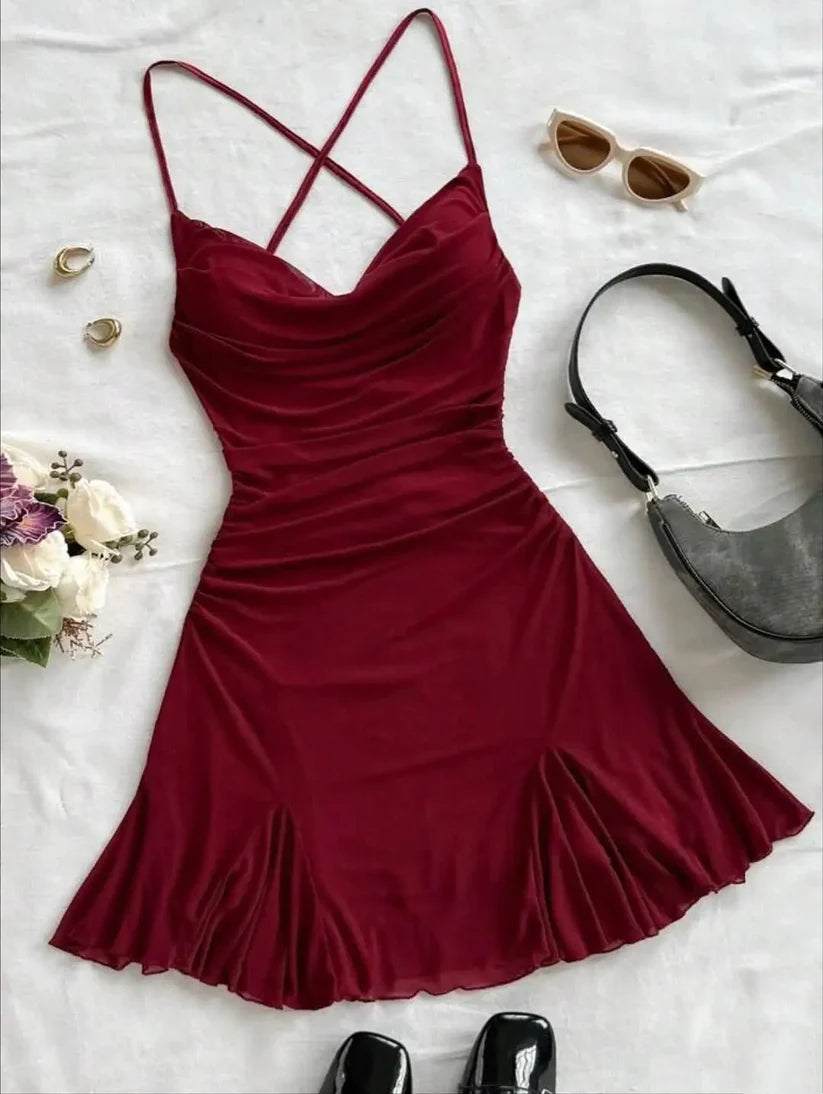 Aimishang Lovely Spaghetti Strap Sleeveless Homecoming Dress Simple Mini Summer Party Dress