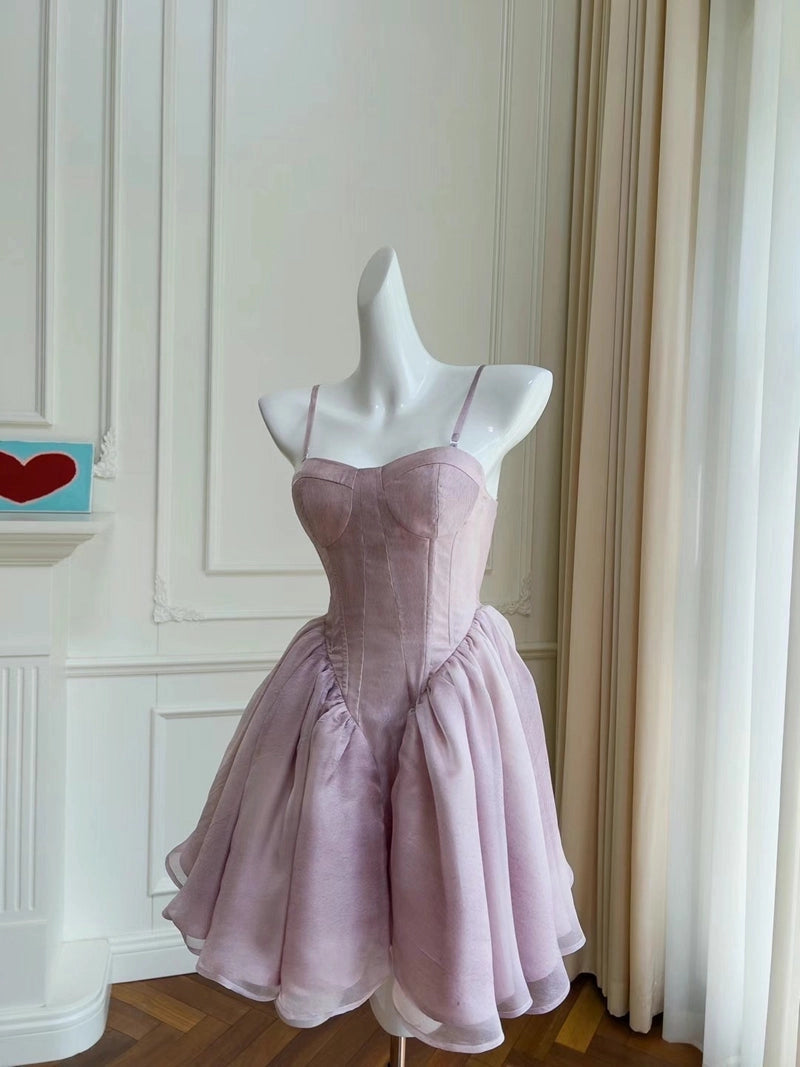 Aimishang Lovely Spaghetti Straps Sleeveless A Line Purple Short Summer Homecoming Dress Chic Graduation Party Dress
